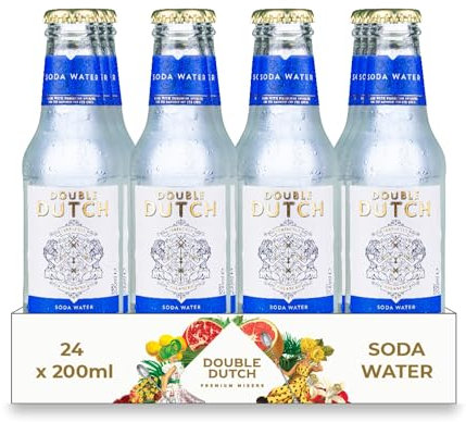 Double Dutch Soda Water | Lightly Flavoured Premium Soda Water | Gluten Free, Vegan Friendly Refreshing Soft Drink & Mixer | 24 x 200ml Bottles