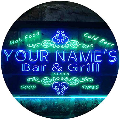 ADVPRO Personalized Your Name Est Year Theme Bar & Grill Beer Wine Club Dual Color LED Barlicht Neonlicht Lichtwerbung Neon Sign Grün & blau 300 x 210mm st6s32-u2-tm-gb