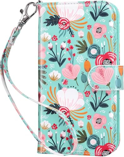 ULAK Coque iPhone 11, Portefeuille Étui Housse en Cuir Protection avec Porte Cartes, Fonction de Support, Magnétique Coque pour iPhone 11 6.1 Pouces, Menthe Fleur