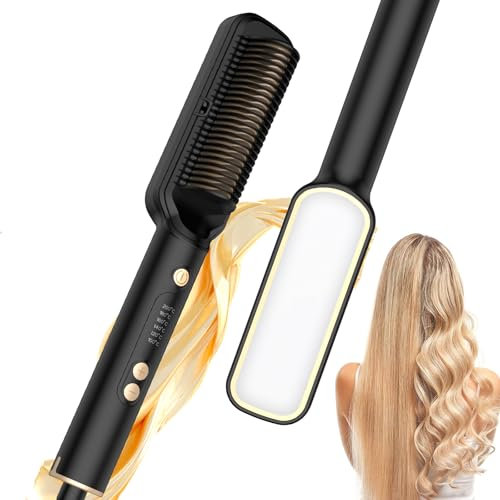 Brosse Lissante Pour Cheveux, Brosse Lissante, Brosse Chauffante Lissante 2 en 1 Avec Générateur Ionique Et Miroir Intégré, 6 Réglages De Température
