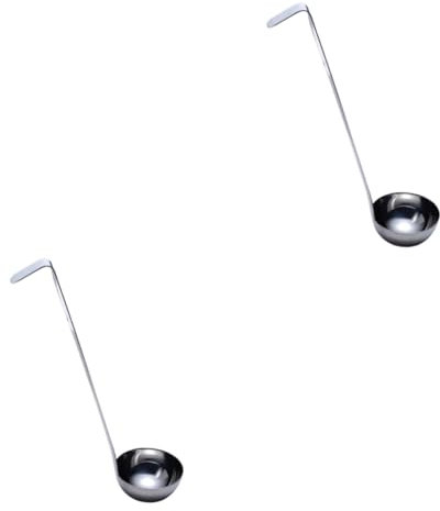 DECHOUS 2 Stk Unze Löffel Goldrutenöler Nudelsieb Halter langstieliger Löffel automatisch dosierlöffel küchenlöffel Soßenlöffel Rostschutzlöffel küche suppenlöffel Rostfreier Stahl Silver