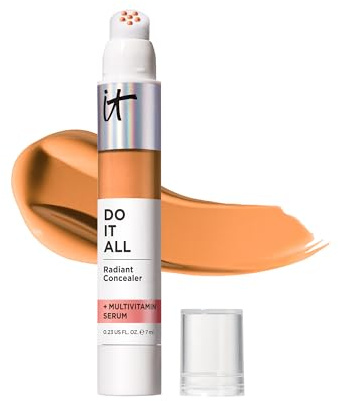 IT Cosmetics, DO IT ALL Concealer, Correcteur + Boosteur d'Éclat, Longue Durée, Effet Repulpant, Anti-Cernes, Teint Lumineux, Formulé avec un Sérum Multivitaminé, 7 ml, Teinte : Tan Rich Warm
