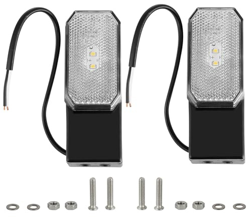 DARKGUARD 2 x LED Side Marker Lights for Trailer Truck Caravan 12V 24V White Position Lights with Reflective Function Waterproof ECE