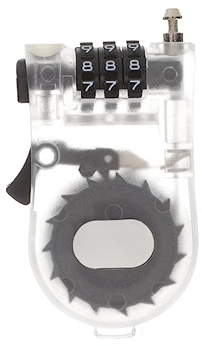 Wakauto Retractable Cable Lock for Snowboards and Mountain Bikes Transparent White Wire Security Lock with Combination for Skis Bikes and Strollers