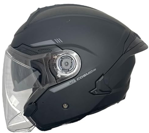 MT Helmets Casco Jet Modelo Cosmo SV Solid A1 Negro Mate Totalmente Homologado 22.06 (M 57/58)