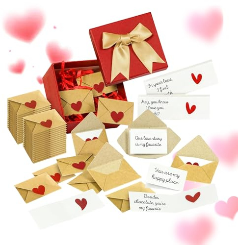 60 Stück Mini-Notizkarten mit Umschlägen, Liebeskarten zum Valentinstag, Mini-Blankokarten und Umschläge, DIY-Liebesbriefe, Valentinstagsgeschenk