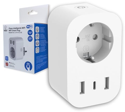 Presa Smart WiFi 16A con 2 USB e USB-C, Monitoraggio Consumi, Compatibile Alexa e Google Home, Timer, Controllo Remoto da Smartphone tramite App Smart Life