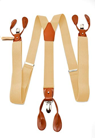 Sweet Leaf Bretelle Beige di alta qualità completamente Regolabili - 3 Clip o 6 Bottoni (personalizzabili)- Forma di Y - Classiche, Eleganti e Moderne