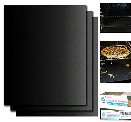 Smart Baking 3 pcs Heavy Duty Teflon Oven Liners | Non-Stick Reusable BBQ Grill Oven Mat | Suitable for Gas or Electric Oven