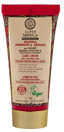 Natura Siberica Super Krasnika, amaranto y arginina. Crema para el cuidado del cabello teñido, 50 ml