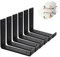 MLOQI 6 Pack Scaffold Board Shelf Brackets with Lips, 5mm Thick Heavy Duty L Wall Brackets for Shelves, Black Industrial Shelves Support (6x4/15cm x 10cm)