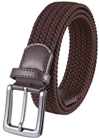 Lovionus89 Herren-Golfgürtel, Stretch-Gürtel für Herren, lässige Jeans, verstellbar, geflochten, Webgürtel, coffee, 40-43.5W