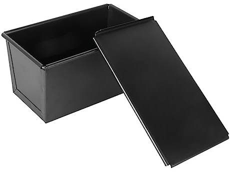FELTECHELECTR Moule à Pain Avec Couvercle Antiadhésif 250g En Acier Inoxydable Noir Pour Pain De Mie Cuisson Homogène Maison Ustensile De Cuisson Polyvalent