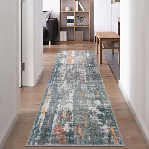 Famibay Flurläufer, rutschfest, langer Flurläufer, 65 x 240 cm, waschbar, Küchenläufer, Teppich, moderner Bodenteppich, Matte für Flur, Eingangsbereich, Küche