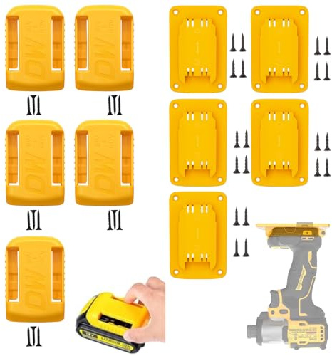 10 Piezas Taladro Bateria Soportes, Soporte de Pared Adecuado, Soporte para Baterías,Destornilladores a Batería y Herramientas, para Soporte de Herramientas DeWalt 20V 60V Batería Clip
