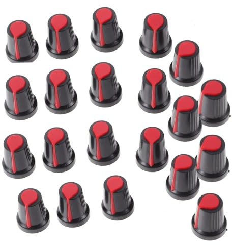 Parliky 50 Stück Rote Potentiometerknöpfe aus Kunststoff Passend für Schiebepotentiometer und Elektronische Geräte für Gitarrenzubehör und Selbstgemacht