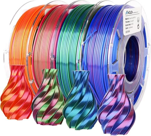 AMOLEN PLA 3D Drucker Filament, Multicolor Filament 1.75mm, Sauber Gewickeltes Filament, Kompatibel Mit 3D FDM Druckern, Maßgenauigkeit +/- 0.02 mm, 1KG Spule(2.2Pfund)