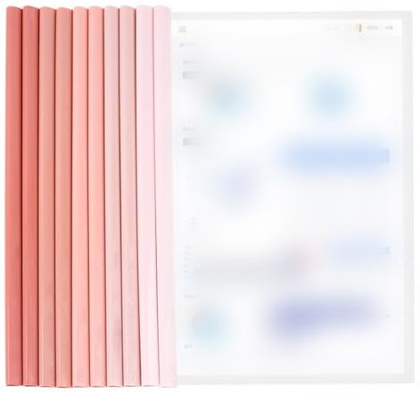 PYEUIFT 10 Stück Ordnerschieber, A4 Sliding Bar Binder, Kunststoff Sliding Bar Binder, Kunststoff Bericht Abdeckungen, Klemmschienen, Schiebebinder, Rosa