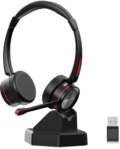 Beebang Bluetooth Headset with Microphone, Wireless Headset with Mic & Mute Button, 40 H Working Time, Noise Cancelling Bluetooth 5.2 for PC Work Office Laptop Teams Business Meeting