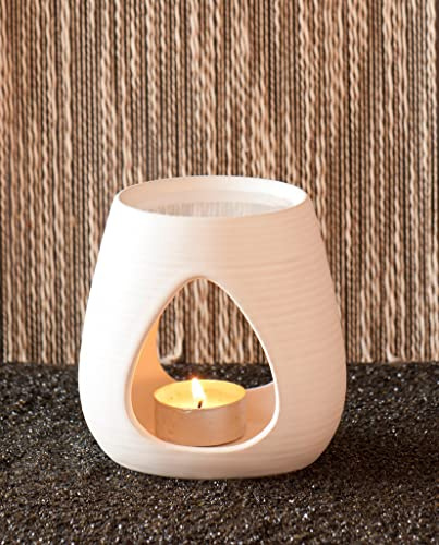 Lampe parfumée moderne en céramique avec photophore – Lampe aromatique et brûleur d'arômes pour huile parfumée, cire et huiles essentielles | Décoration élégante pour la maison, la méditation et la