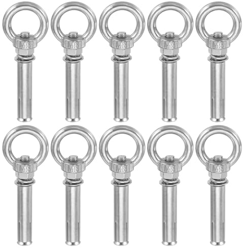 QUARKZMAN Tornillo De Expansión Con Argolla De Concreto M8x70mm Acero Inoxidable 304 Tornillos De Elevación Con Argolla Para Paredes De Concreto Ladrillo Y Mampostería Paquete De 10