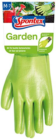 Spontex Garden, guantes de jardinería versátiles para jardinería húmeda, puños ajustables, 1 par, talla M, verde