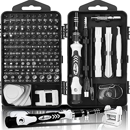 VOLTGY – Kit tournevis de précision 120 en 1 avec embouts professionnels. Pour réparation de mobile, PC, foto, montre, etc.
