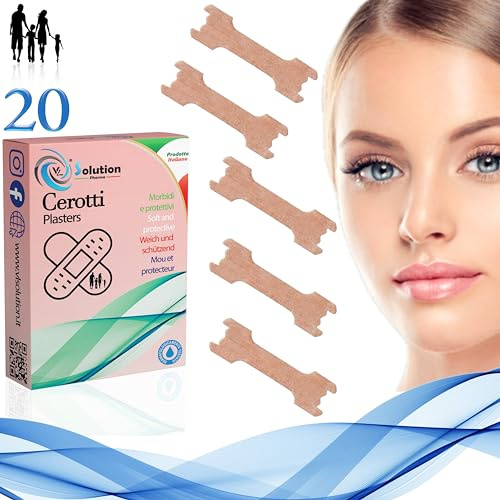 Cerotti Nasali respiro facile 20 pezzi nel pratico formato 5,6 x 1,8 cm riducono il russare. Extra tenuta non si scollano privi di farmaci - Nasal Strips - No lattice ne Pvc Made in Italy.