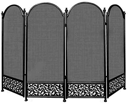 Schermi decorativi Griglia per caminetto Parascintille per interni 4 Pannelli in ferro battuto Grande parascintille per protezione antiscintille Recinzione e arco Design Pattern Parafuoco per ca