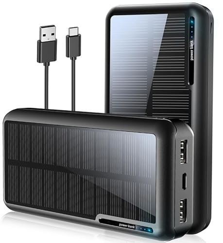 Solar Power Bank 30000mAh,Solar Panel Power Bank Comes with 3 Outputs and 2 Inputs,Powerbank Fast Charging Qc22.5 and Pd Usb C 20w for Cell Phones, Tablets,Camping,Travel,Outdoor