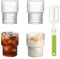 UptVin Juego de 4 vasos acanalados de 300 ml, vasos de café con cepillo de esponja, vasos de agua apilables para cócteles, whisky, té, refrescos y café