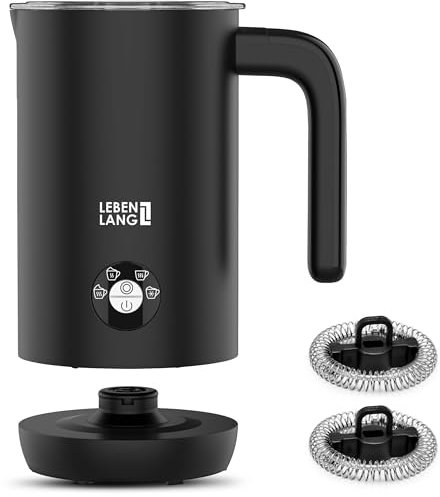 LEBENLANG Milchaufschäumer Elektrisch - 100% BPA-Frei & 4 Modi inkl. Ersatz Schneebesen I 240ml Milchschäumer elektrisch milk frother I Elektrischer Aufschäumer Milchaufschaeumer