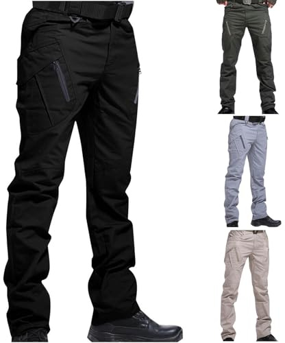Generisch Taktische Hose Herren Baumwolle Cargohose Militär Tactical Hose Sommer Cargo Jeans Outdoor Arbeitshosen Männer Wanderhose Atmungsaktiv Große Größen Outdoorhose Schwarz 5XL