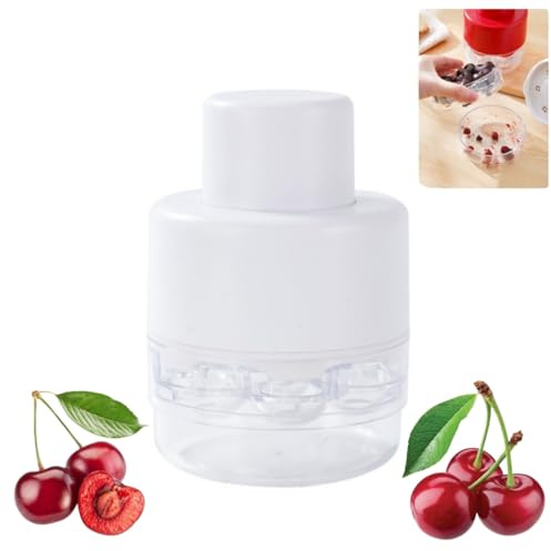 Snocciolatore portatile per ciliegie, snocciolatore per ciliegie, senza manico, per cucina, picnic, colore bianco