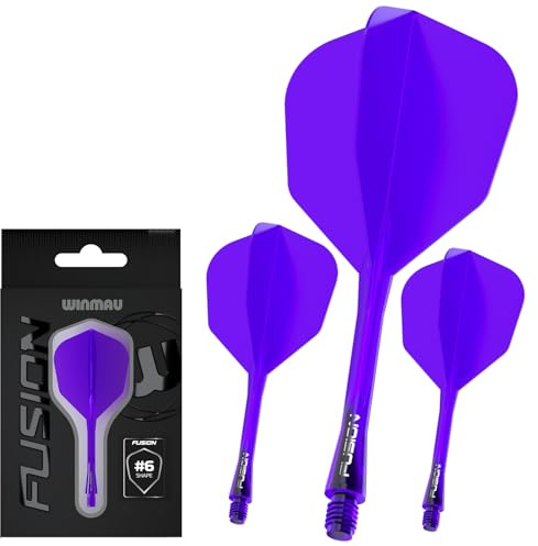 WINMAU Dardos Fusion Sistema Integrado de Vuelo y Eje - No.6 Forma y diseño - Púrpura, Longitud Corta