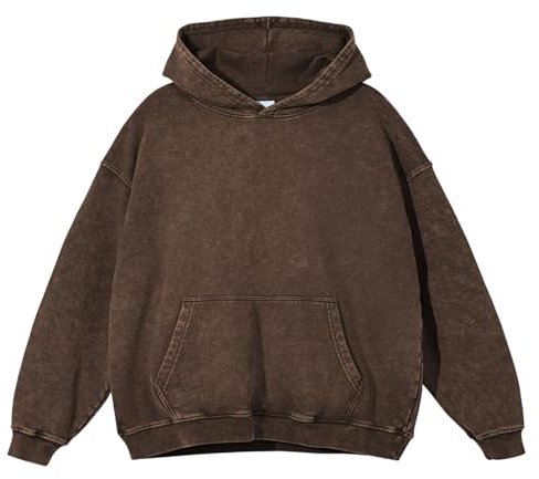 Herr Överdimensionerad Hoodie Syratvättad Vintage Bomullströja Kraftig Casual Vintage Lös Passform Streetwear Pullover