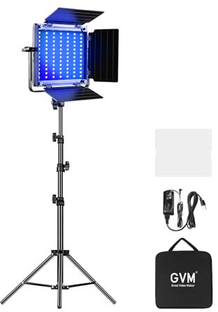 GVM Lampe Vidéo 800D LED RVB, Contrôle par Application, 3200K-5600K, Studio LED Lumière, Lumière de Photographie pour Youtube, Sac de Transport Inclus