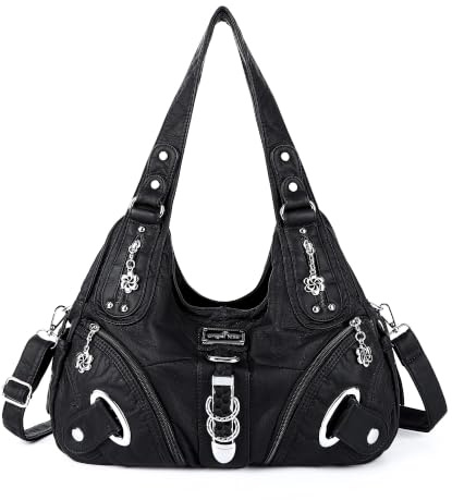 Angel Kiss Damen Schultertasche Hobo Tasche Umhängetaschen Schlusstaschen Henkeltaschen weiches PU Leder mit Reißver Handtasche Viele Fächer tolle tasche für Frauen