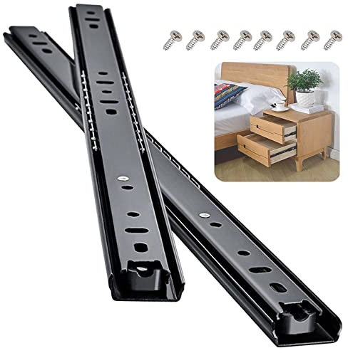 SAGIDAR Schublade Schienen Schwarzes, 2 Stück Teleskopschienen Für Keyboard, Schubladenschienen 20cm-50cm, Auszugschienen Seitlich Montierte, Streckung In Zwei Abschnitten, Schubladenführung