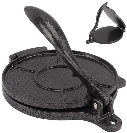Fabater Tortilla Presse, Aluminium Mehl Tortilla Presse mit Klappbarem Griff, Einfach Zu Bedienende Manuelles Maker Presswerkaug, Quesadilla -Hersteller, Taco, Taco Maker (20 cm schwarz)