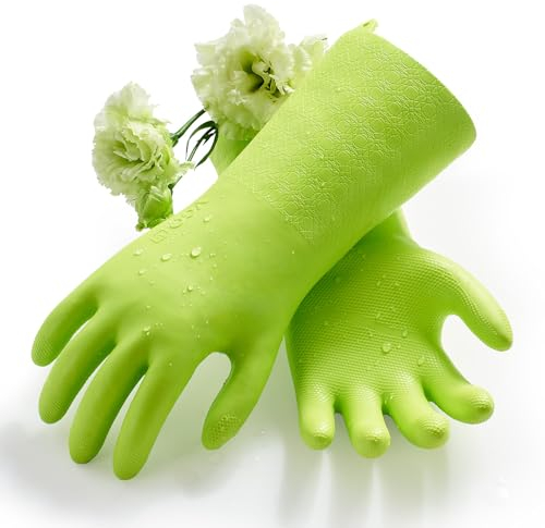 Vgo... Gants de Nettoyage de Qualité Restauration, -10~100℃ Résistant aux Graisses et Produits Chimiques pour Cuisines Industrielles et Ménager (Lavables au Lave-Vaisselle) (TP1117,Vert,M)