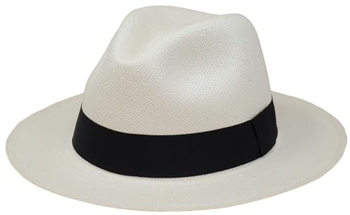 Tumia LAC - Cappello Panama Uomo e Donna, Fedora Paglia Toquilla Ecuador Fatto a Mano | Regolabile e Ripiegabile Cappello Estivo con Nastro - 57cm