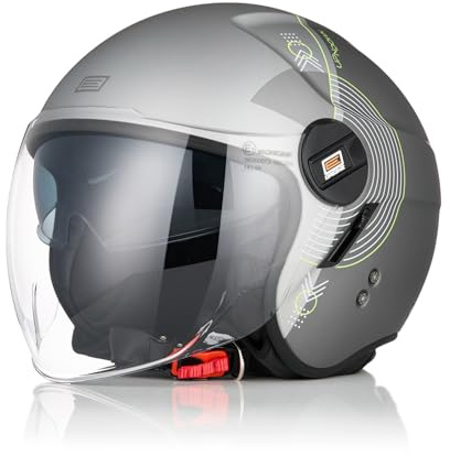 ORIGINE Casque Moto Jet Casque Scooter Ouvert avec Double Visière Homologué ECE 2206