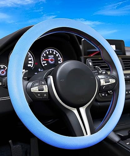 Funda de Volante Universal Flaconi - Protector de Silicona para Coche y Furgoneta, Adapta a la Mayoría de los Modelos (Azul)