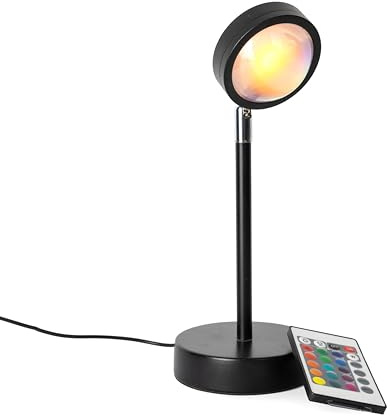 GIFTMARKET - Lámpara negra sunset. 16 colores ajustables. Efecto atardecer y luz LED relajante. Lámpara para decoración y regalo con cable USB. Medidas: 26,5 cm x 10 cm