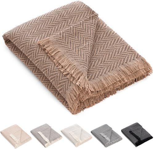 HIPERMANTA Colcha Multiusos Sofa. Plaid Sofa. Manta Foulard. Plaid Multiusos Cubresofa. Comoda Practica Suave Calida. Modelo Zig-Zag 180x260 cm Color Chocolate