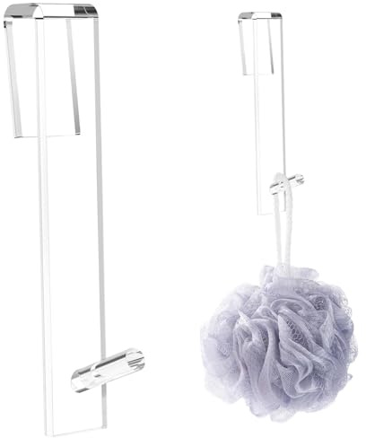 Ganci per porta della doccia, in acrilico, esteso sopra la porta, robusto porta asciugamani trasparente, supporto per vetro doccia, ganci antiscivolo per bagno, vetro senza cornice,