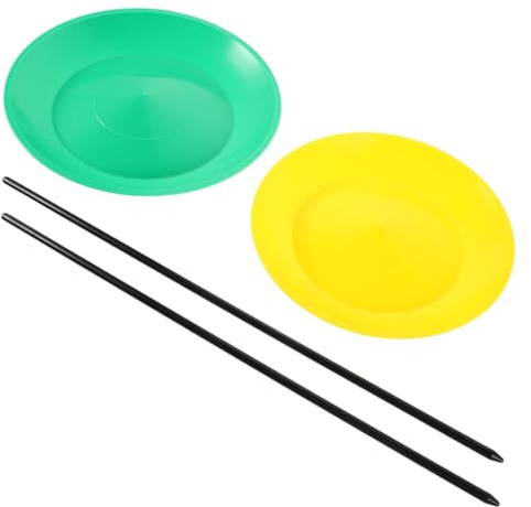 ZUNOXAZ 2 Pièces Set de Jonglage avec Assiettes et Bâtons Jeu de Compétences Assiette Tournante pour Animations de Fête et Performances pour Débutants