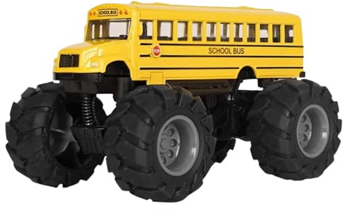 Tomatoys Autobus Scolastico Monster Truck Giocattolo per Bambini – Bus Giallo a Frizione in Metallo, Camion Giocattolo con Grandi Ruote e Sospensioni, Veicolo Pull Back Die-Cast per Bimbi 3+ Anni