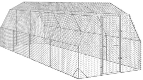 Kaninchenstall Freilaufgehege Kaninchen,Hühnerstall 2,5x8x2,25 m Verzinkter Stahl,Kleintierstall Perfekt für Draußen und Drinnen